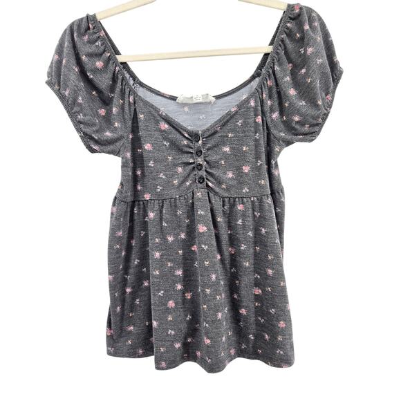 Y2K Babydoll Puff Sleeve floral Print Top Size MD Cottage Boho Fairy Feminine - Picture 1 of 8